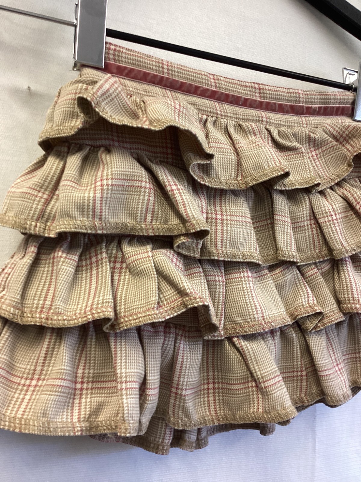 George Brown Pink Plaid Multi Ruffle Pull On Skirt girls sz 4
