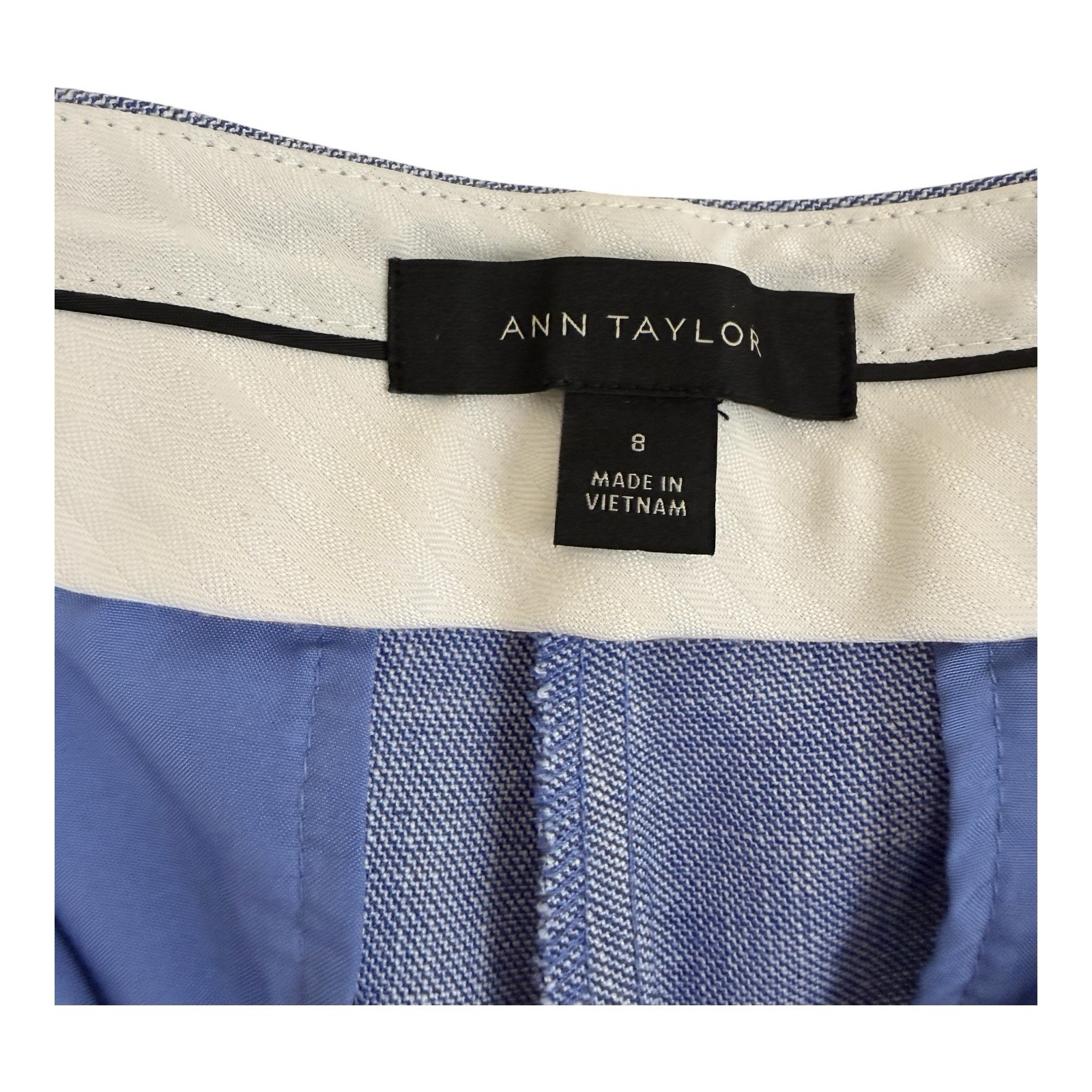 Ann Taylor Straight Leg Pants Sz 8 Career Light Blue Polyester Rayon Stretch
