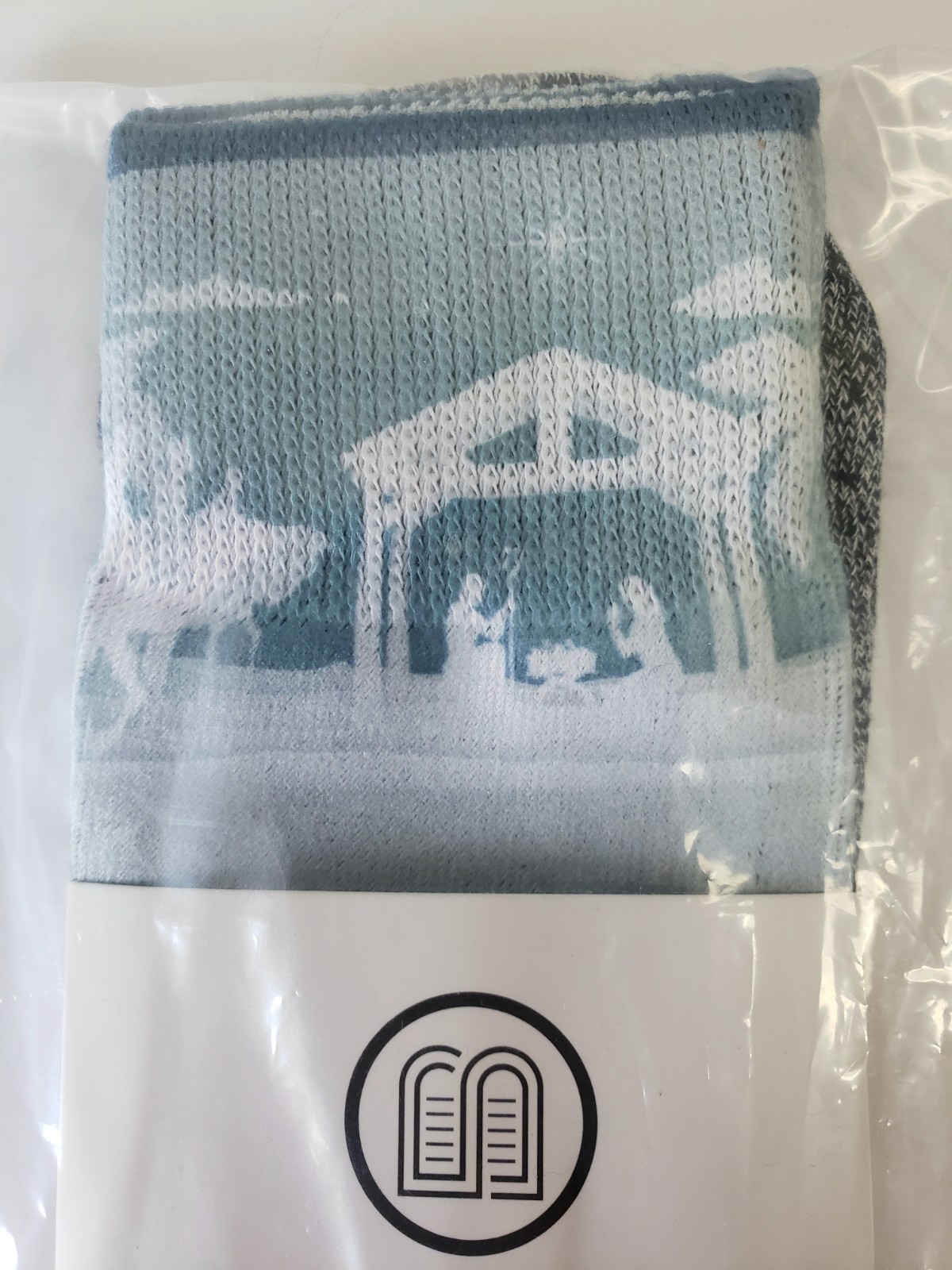 BIBLESOCKS Nativity Pattern Faith Religious Socks Blue Color