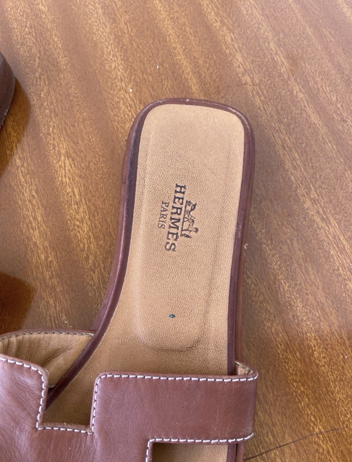 Hermes Oran Leather Sandals 34