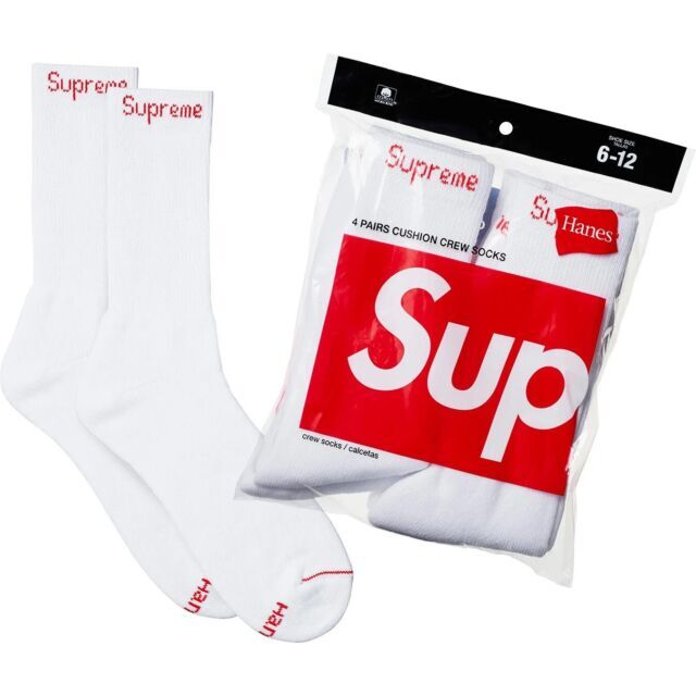 Supreme Crew Socks Box Logo White Size 6-12 Brand New Fast Same Day Shipping🚚💨