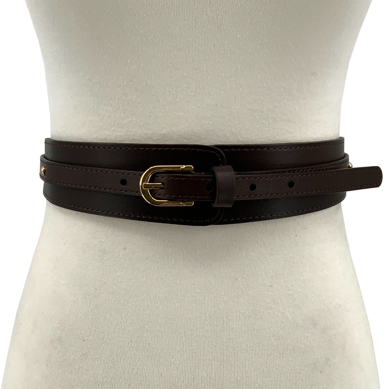 Women Stretch Skinny Elastic Boho Classic Flexible size Full Grain Leather Belt