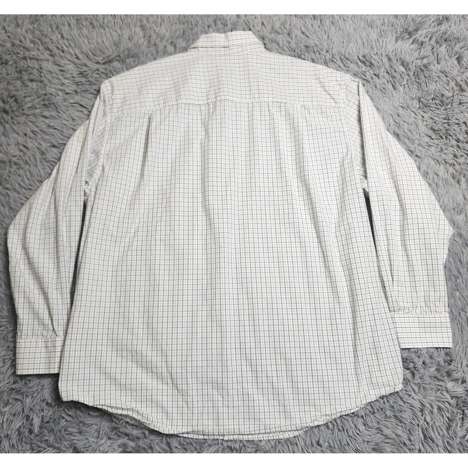 IZOD Button Down Shirt Mens 3XL White Black Gray Check Grid Cotton Long Sleeve