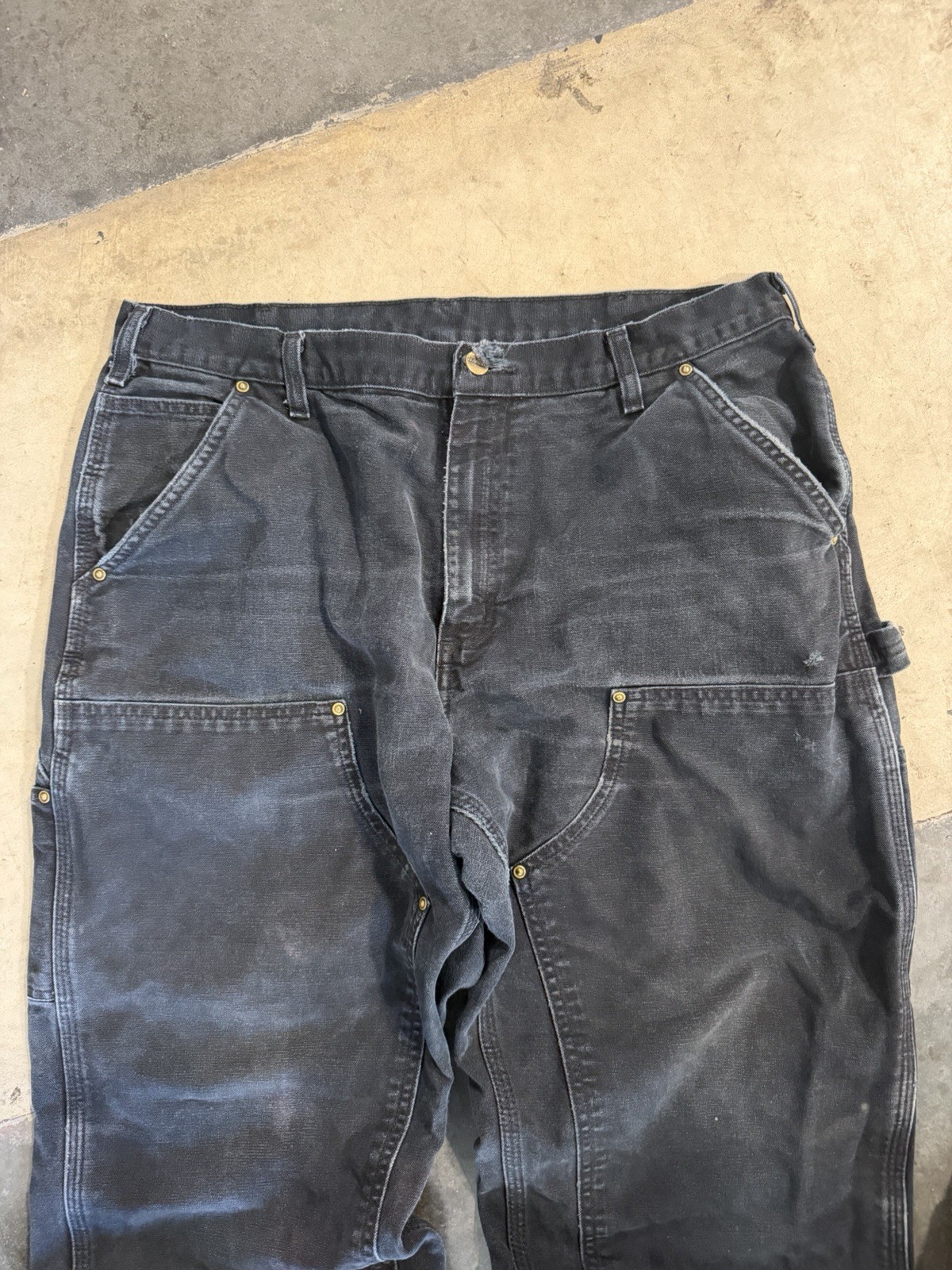 Black Faded Carhartt Men’s Double Knee Size 36×30