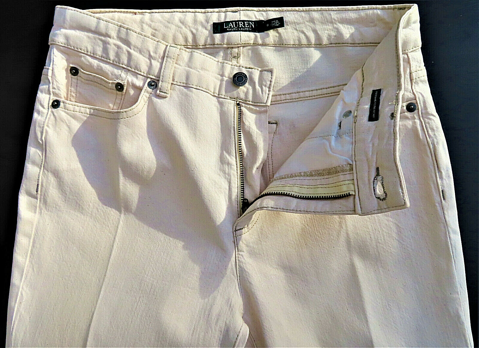 Lauren Ralph Lauren Premier Straight Women’s Ivory White Jeans Size 8 31 X 31.5