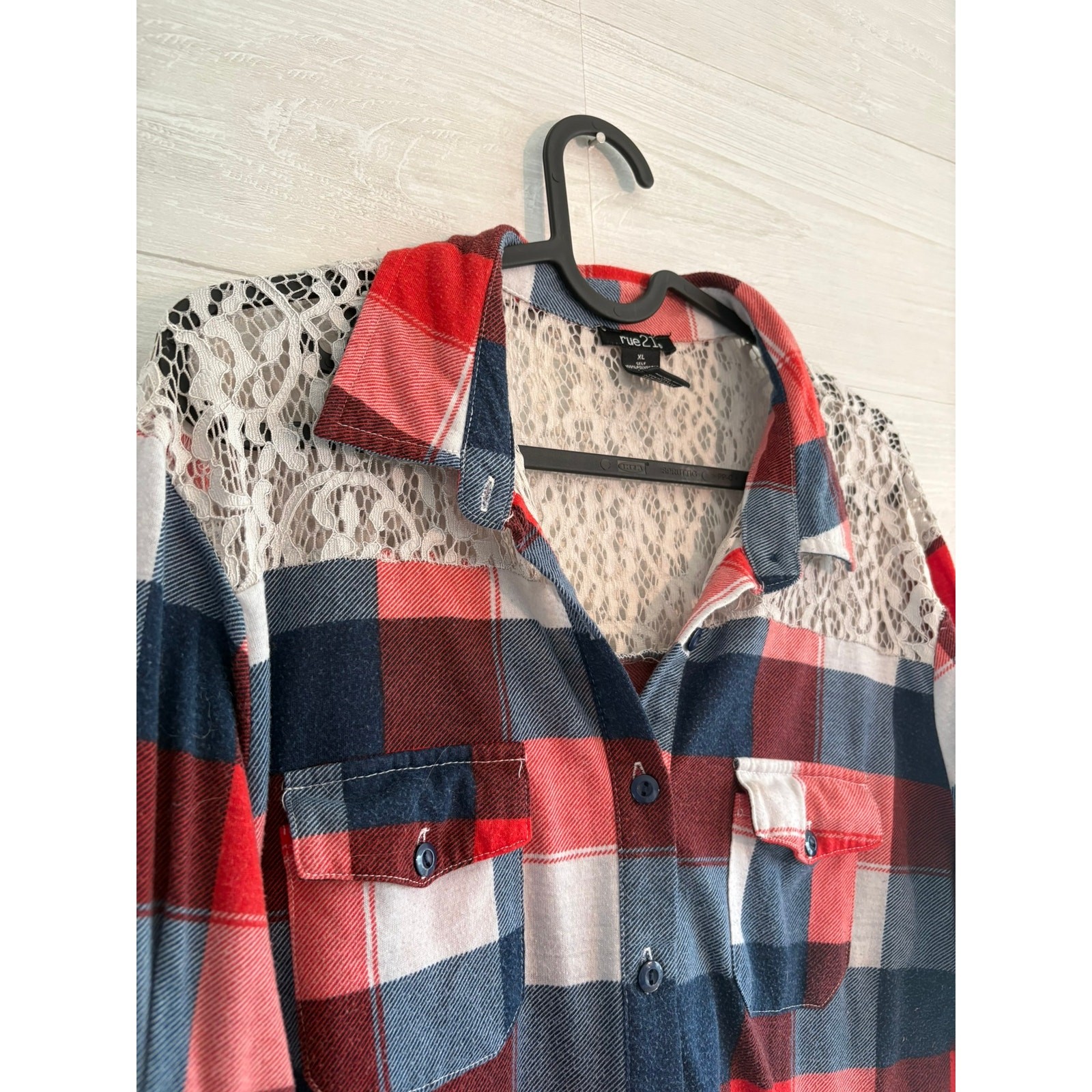 Lace flannel button up