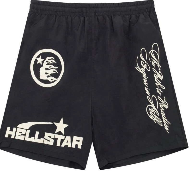 Hellstar Men’s Black Cotton Graphic Logo Sweat Shorts Elastic Waist M 8″ NWT