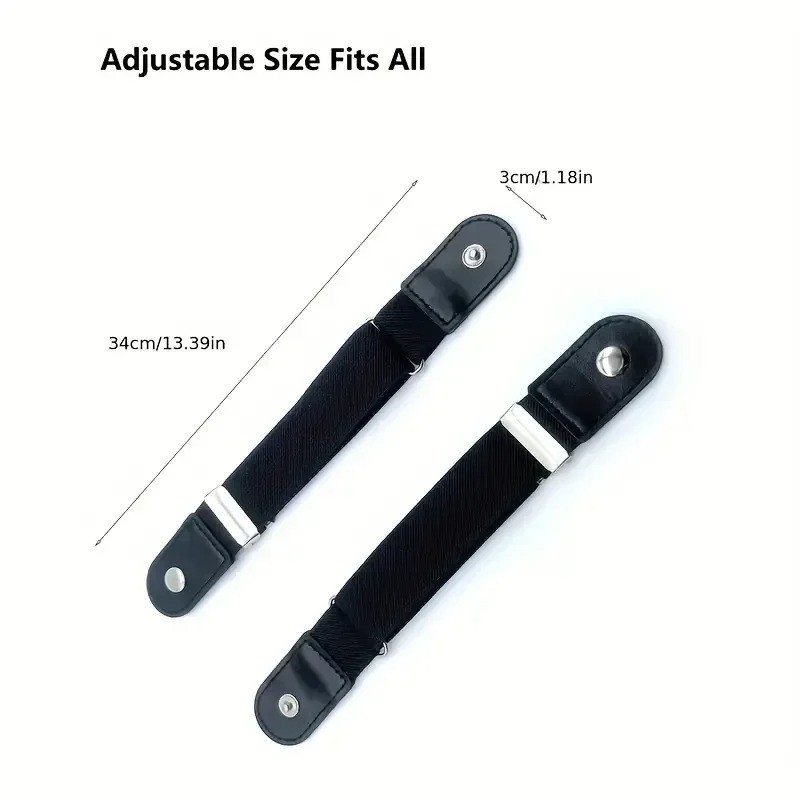 2 Pack No Buckle Elastic Belt Invisible Loop Belt for 2Pcs Brown