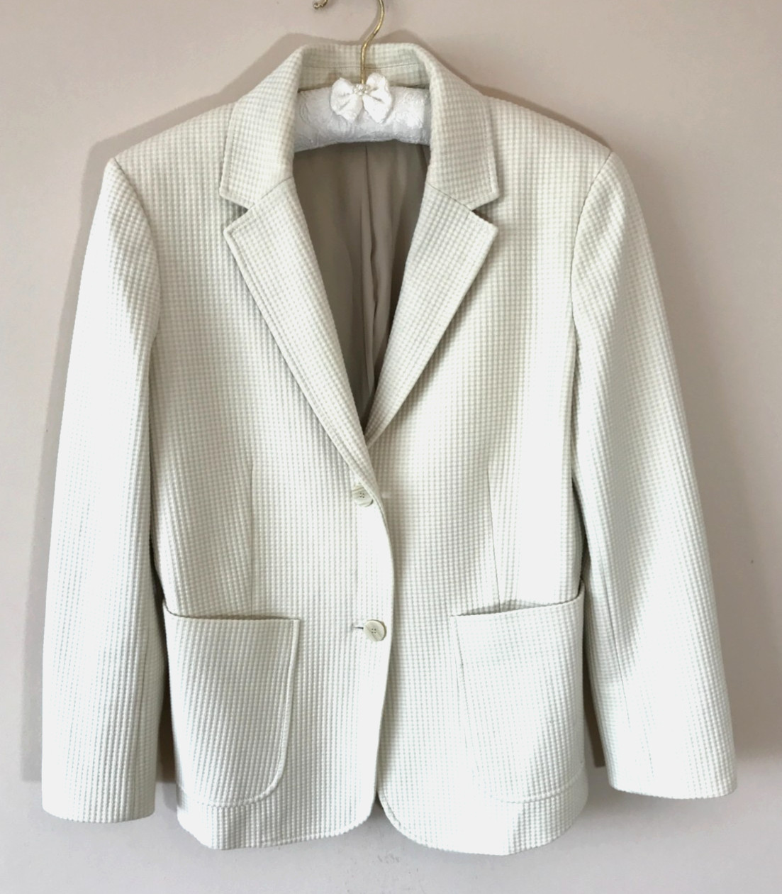 £440 THEORY Cream Textured Tailored Blazer Jacket UK 10 Business Office