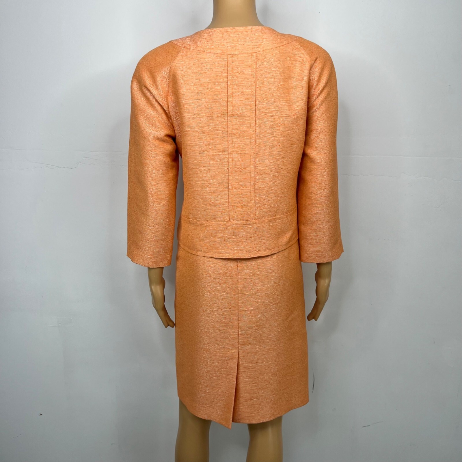 Suit Studio Polyester Rayon Skirt Suit 6P Orange Collarless Classic Lined 2PC