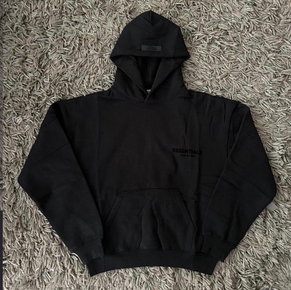 ESSENTIALS Fear of God Black Hoodie S Logo Pockets