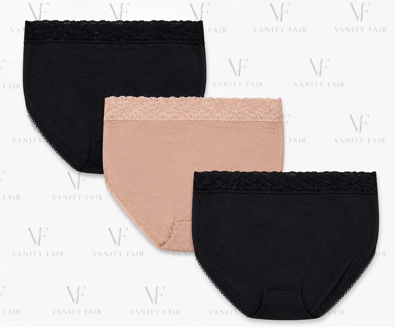 New Vanity Fair Radiant Collection Light & Luxe Hi-Cut Panties 3 Pack, Size 5XL