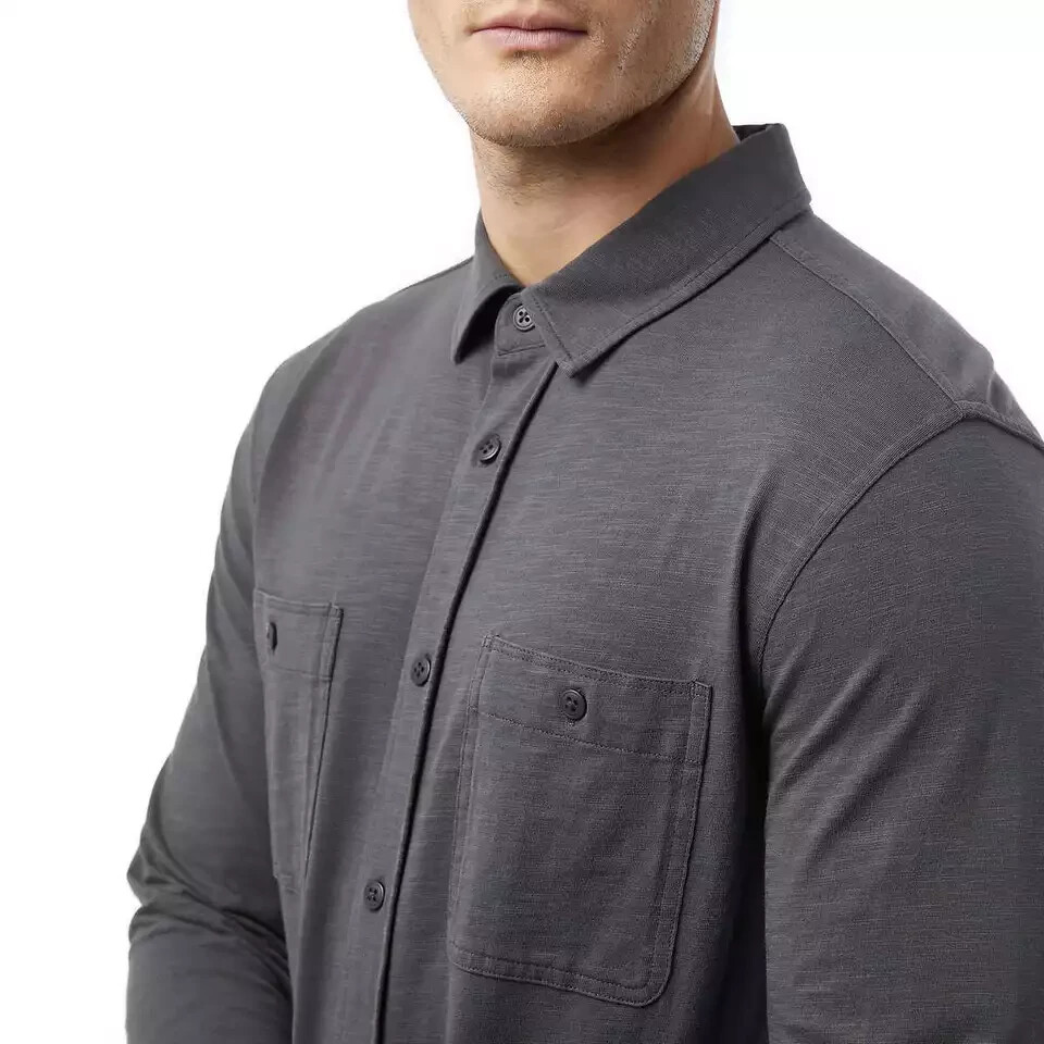 32 Degrees Cool Men’s Long Sleeve Button-Up Shirt, Gray, Size M