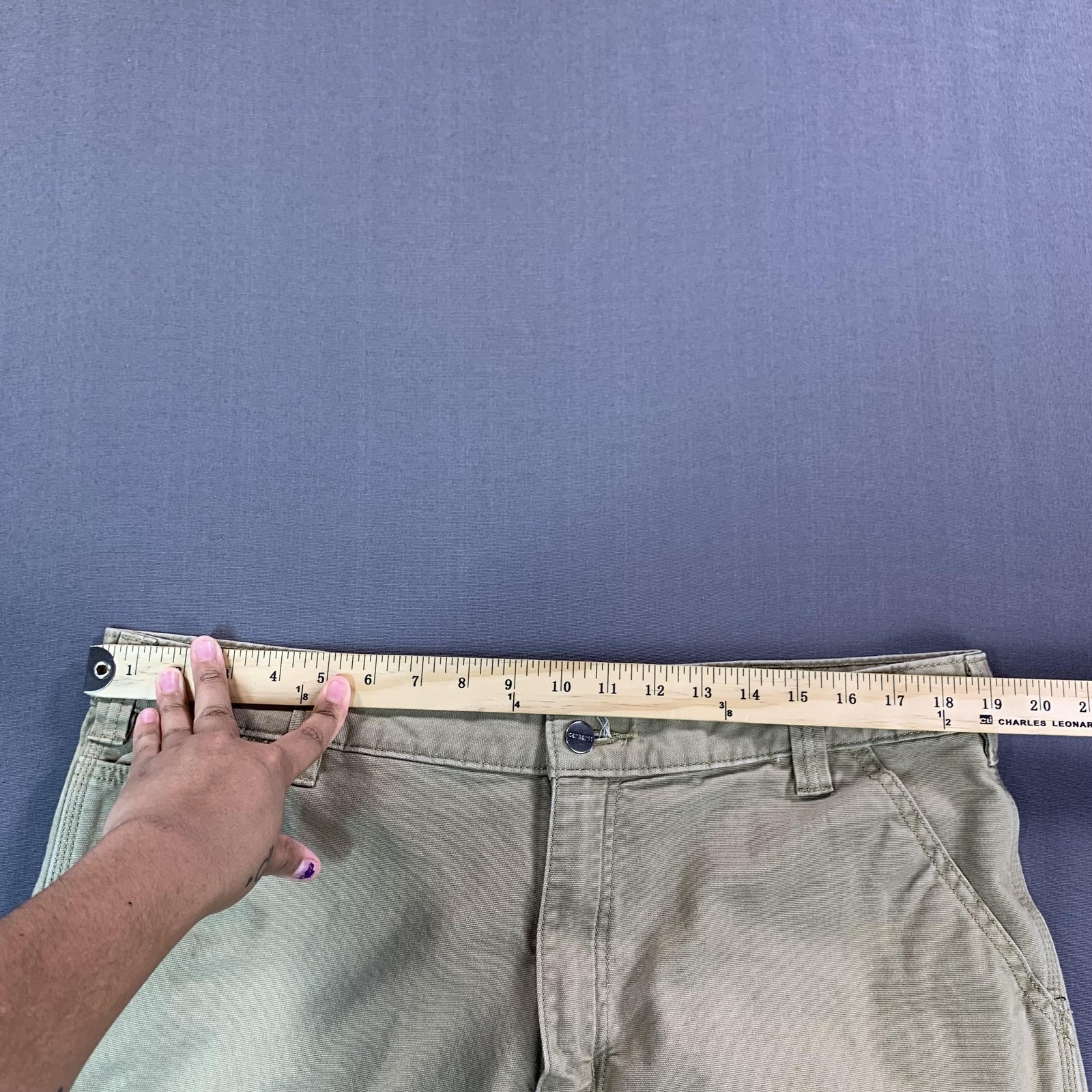 Carhartt Rugged Flex Relaxed Fit Carpenter Pants Mens 38×32 Beige Canvas Stretch