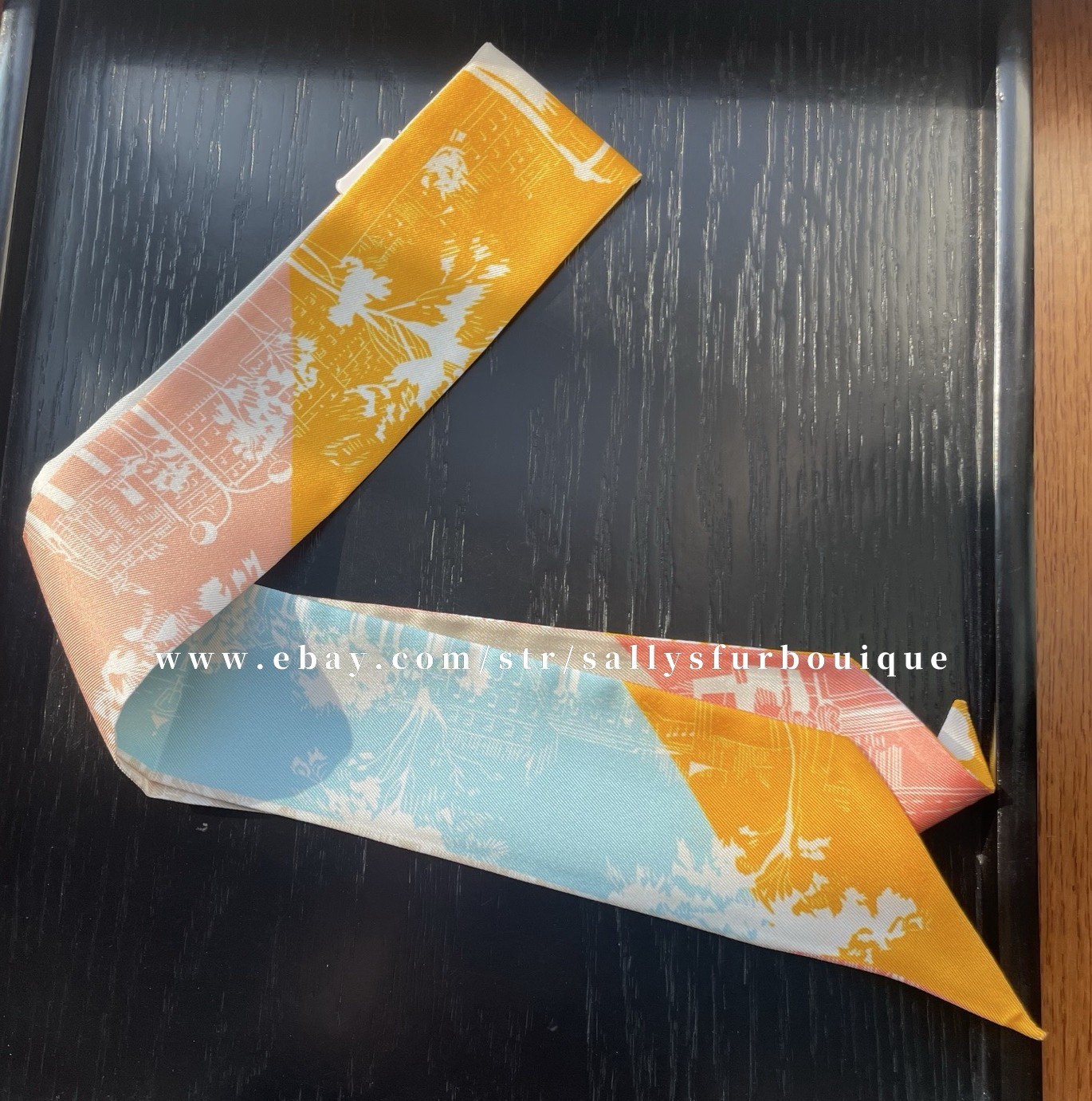 Quality 18 Momme Twill Silk Scarf Ribbon Street Print Necktie Headband 33″*2″