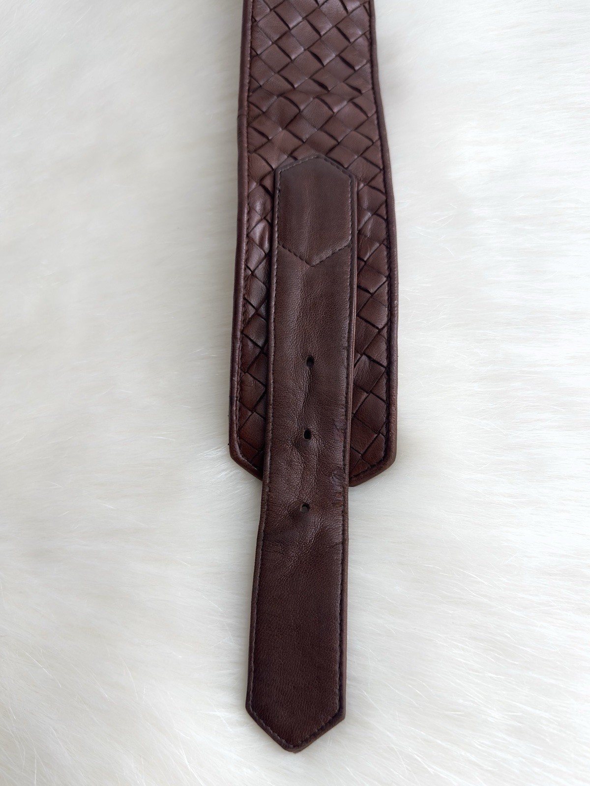 ✨BOTTEGA VENETA Intrecciato Woven Leather Corset Belt Brown Size 95/80cm, 32”