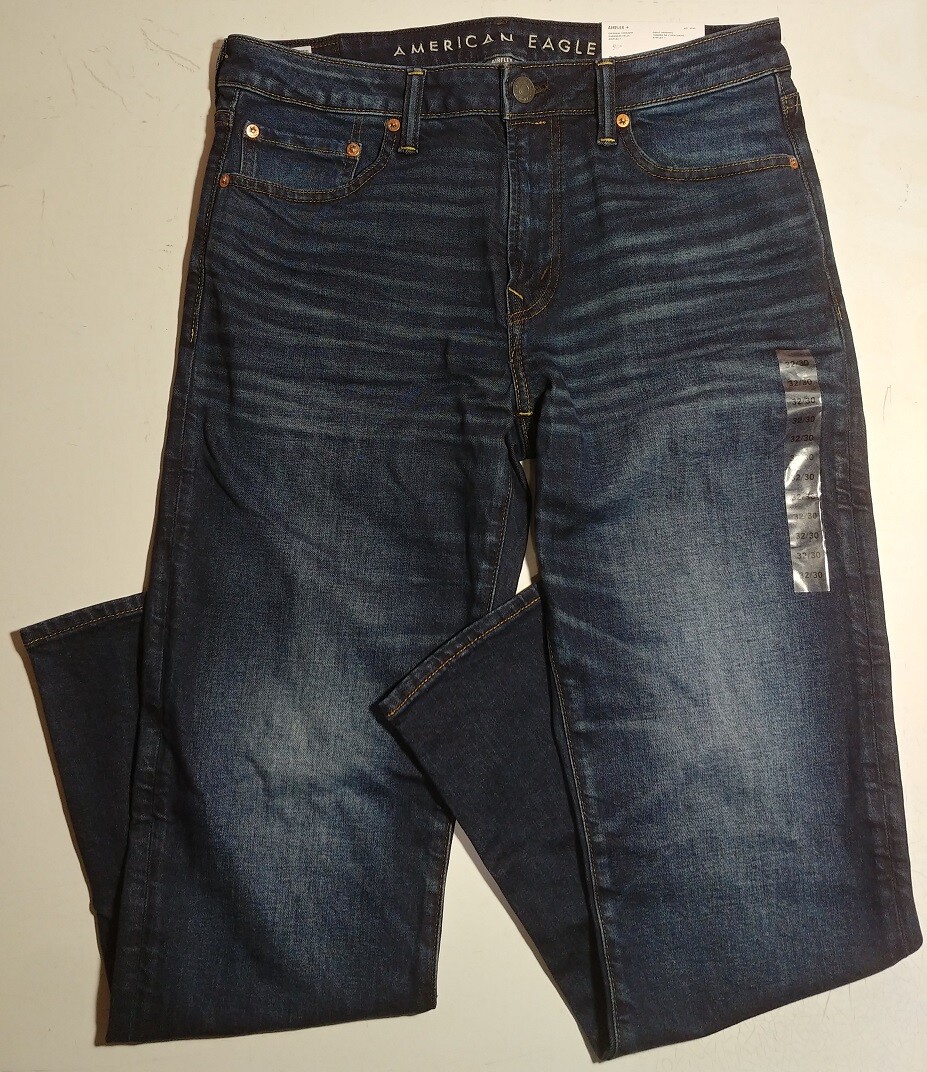 NWT American Eagle Men’s AirFlex+ Original Straight Darkness Jeans【34 x 34】G249