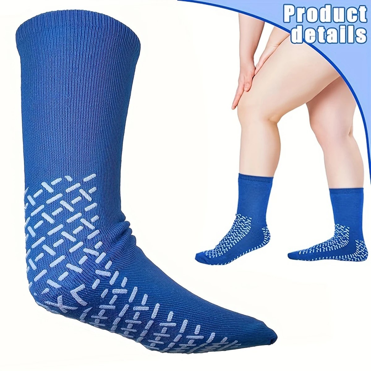 Non Slip Safety Socks Double Sided Tread Hospital Grip Slippers Soft LARGE 6 PK
