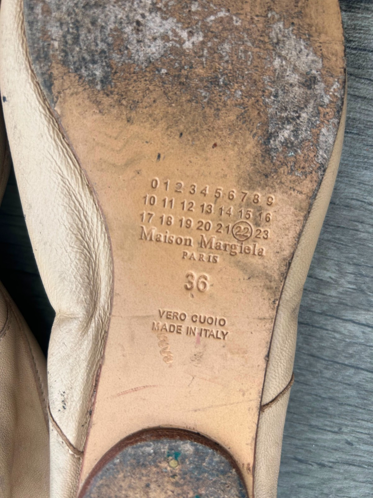 Maison Margiela Tabi Leather Beige Ballerina Flats EU 36 US 6