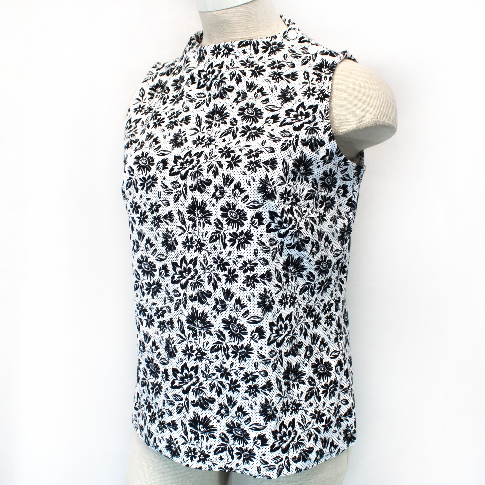 TALBOTS Plus BUTTON DETAIL FUNNEL NECK TANK DOTTED FLORAL TANK TOP 2X Petite