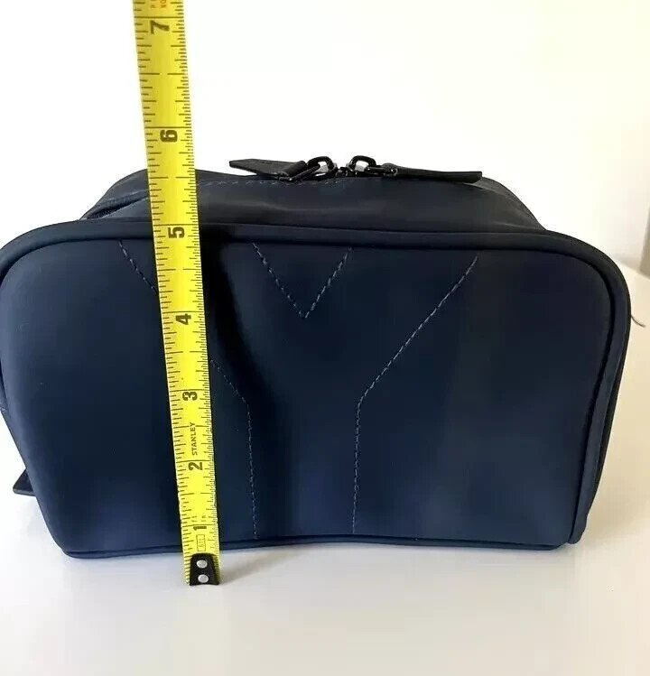Yves Saint Laurent YSL Parfums Y Pouch slate blue faux leather travel Dopp Bag
