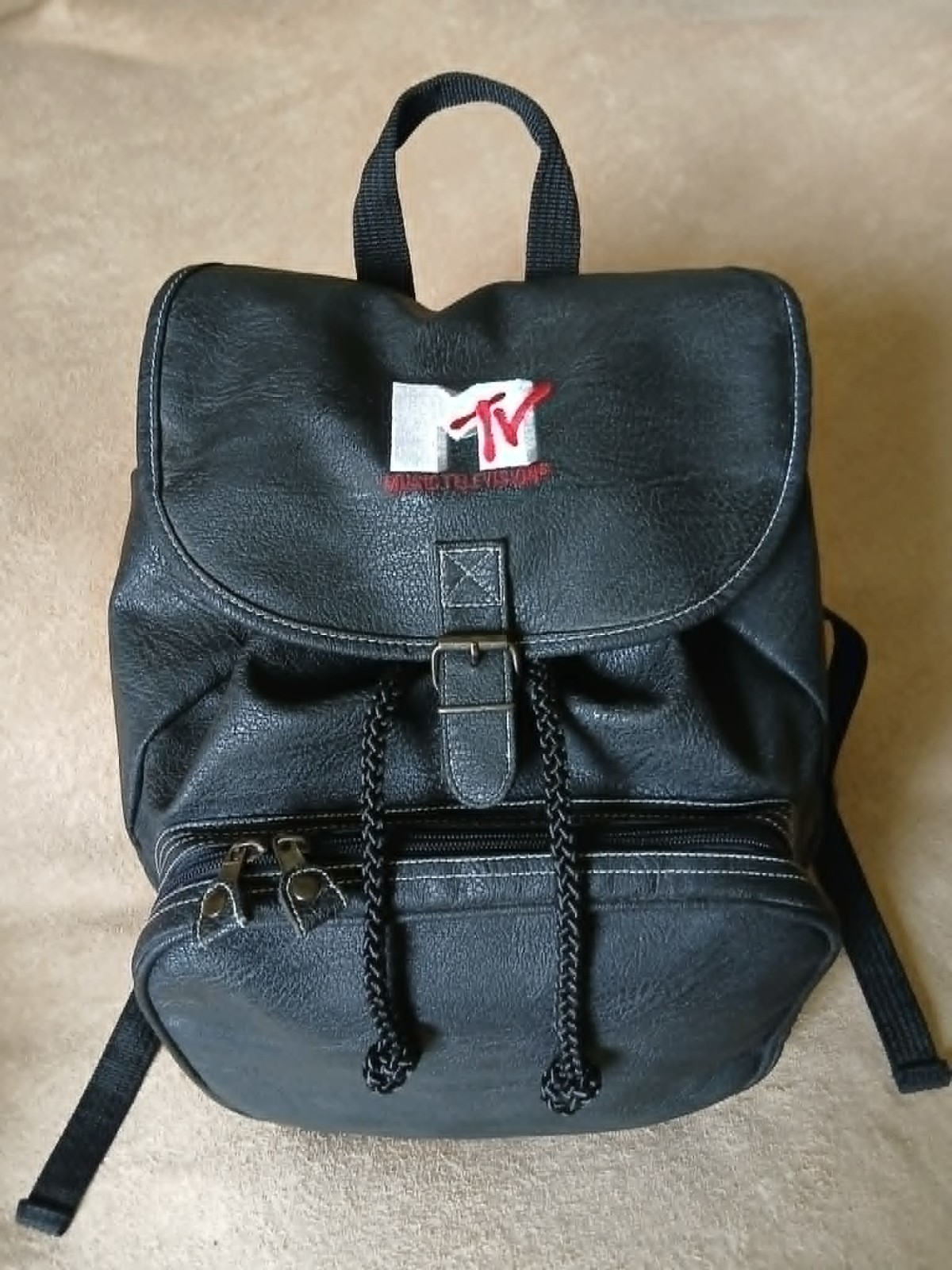 Vintage Rare MTV Music Television Logo Backpack Black 90s Hot Topic