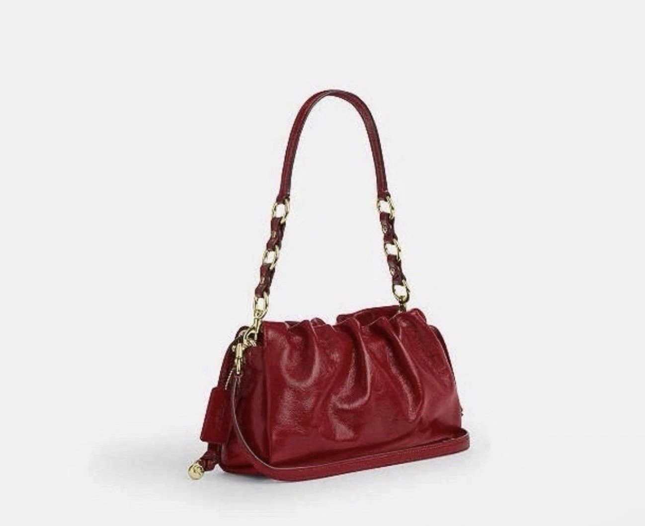 NWT Coach Faye Shoulder/Crossbody Bag In Glazed Leather/Dark Cardinal CCE39