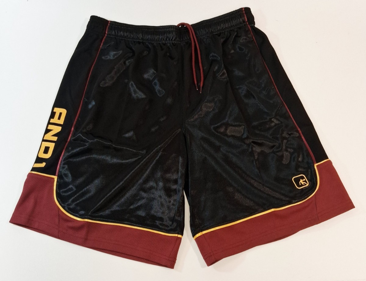 And1 Mens Basketball Gym Workout Shorts Black Burgundy Yellow L XL 2X Maroon