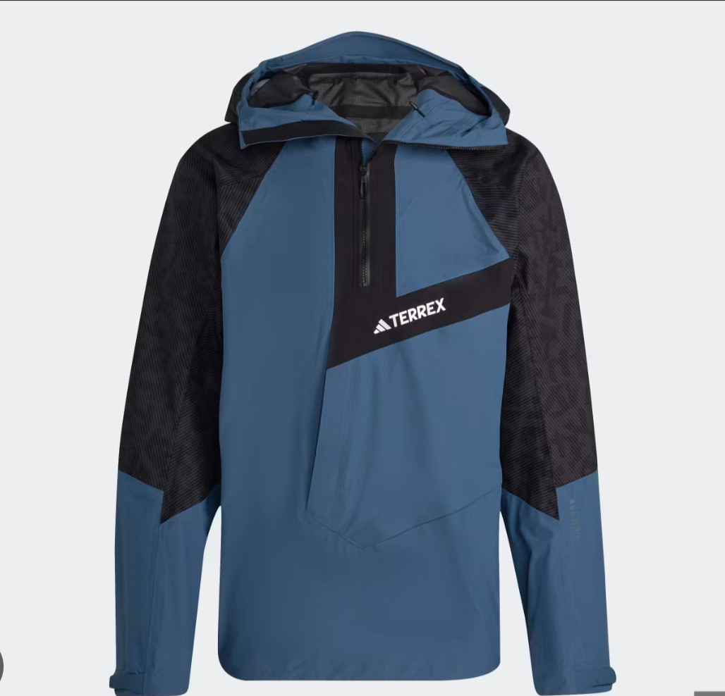 Adidas Jacket Men Terrex Primeknit Hiking Waterproof Rain Anorak size Large blue