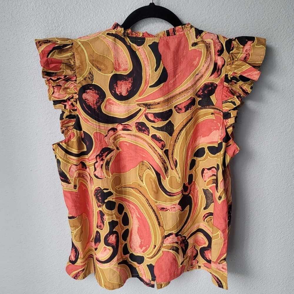 Cleobella NWT Maritza Ruffle Sleeve Blouse Size Medium In Osaria Print