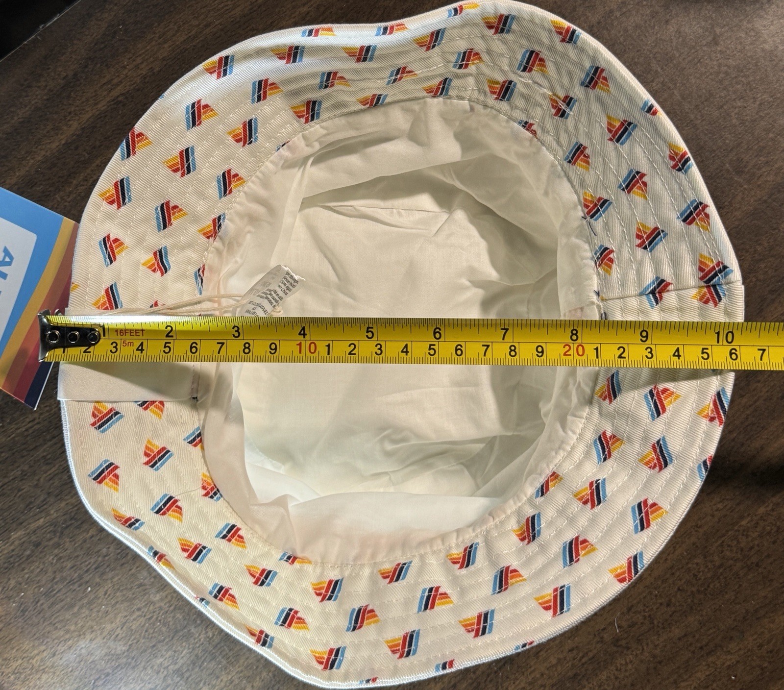New NWT ALDI Gear White Bucket Hat with Iconic Logo Rainbow Stripes One Size