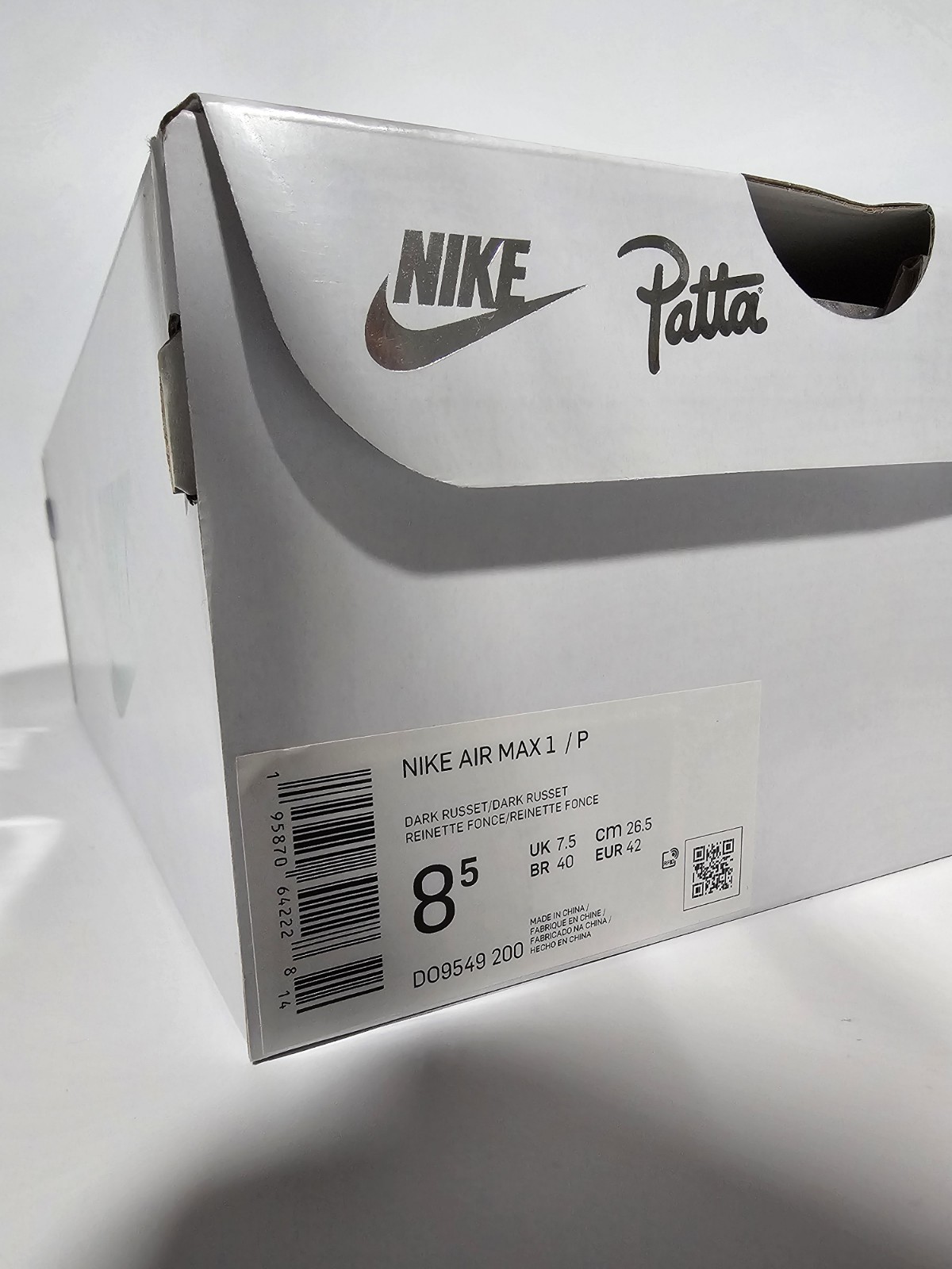 Patta x Nike Air Max 1 Waves Dark Russet US 8.5 UK 7.5 EUR 42cm 26.5 New OG All