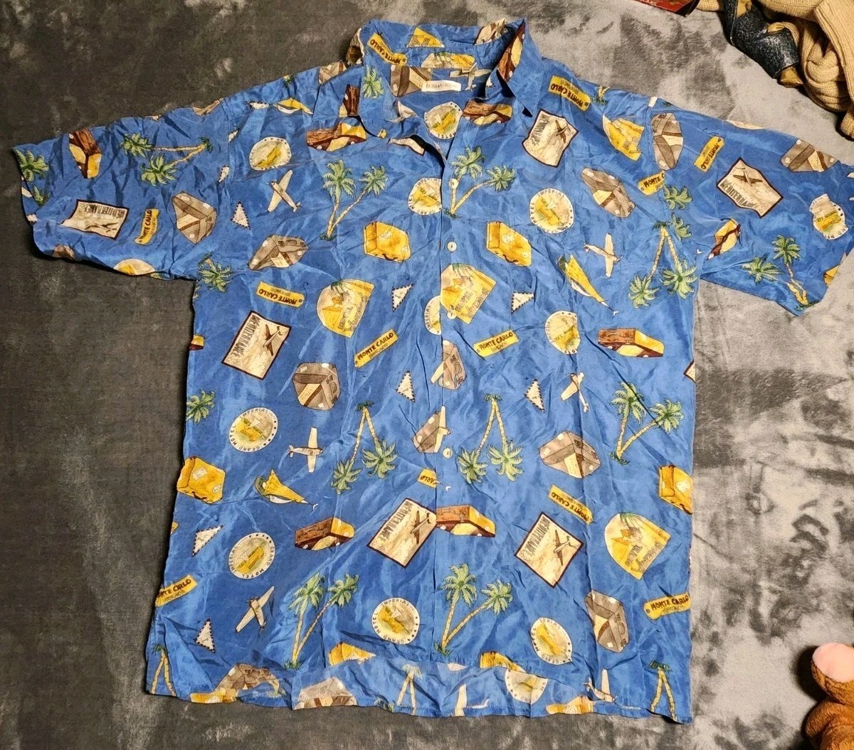 Burma Bibas Shirt Mens Extra Large Blue Button Down Silk