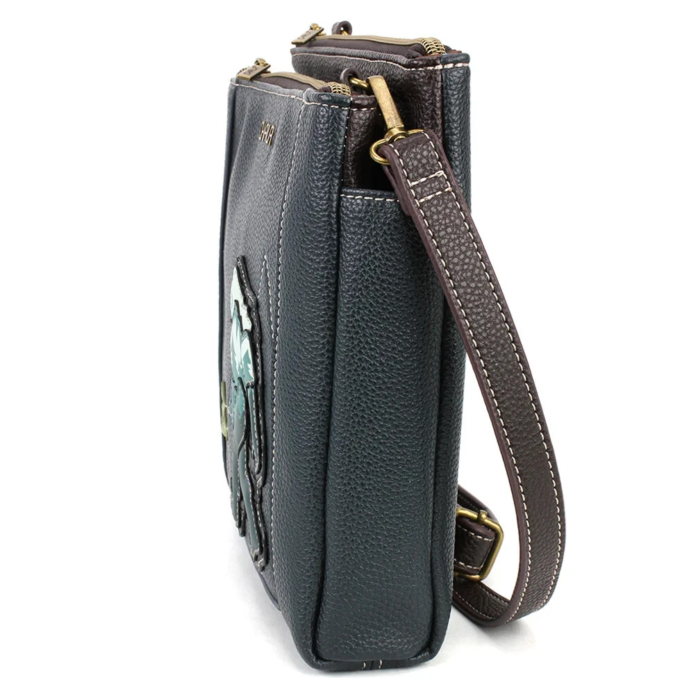 NEW CHALA NAVY BLUE BIG FOOT MERRY MESSENGER XBODY BAG PURSE FAUX LEATHER RFID