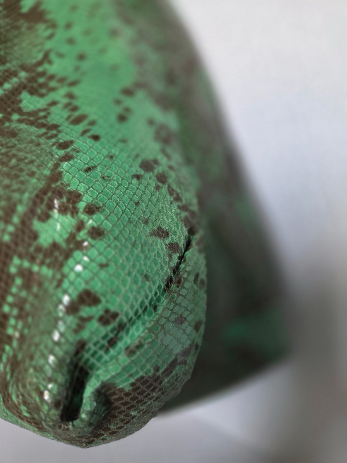 Antonio Melani Green Snake Print Leather Hobo Shoulder Bag Gold Chain Large