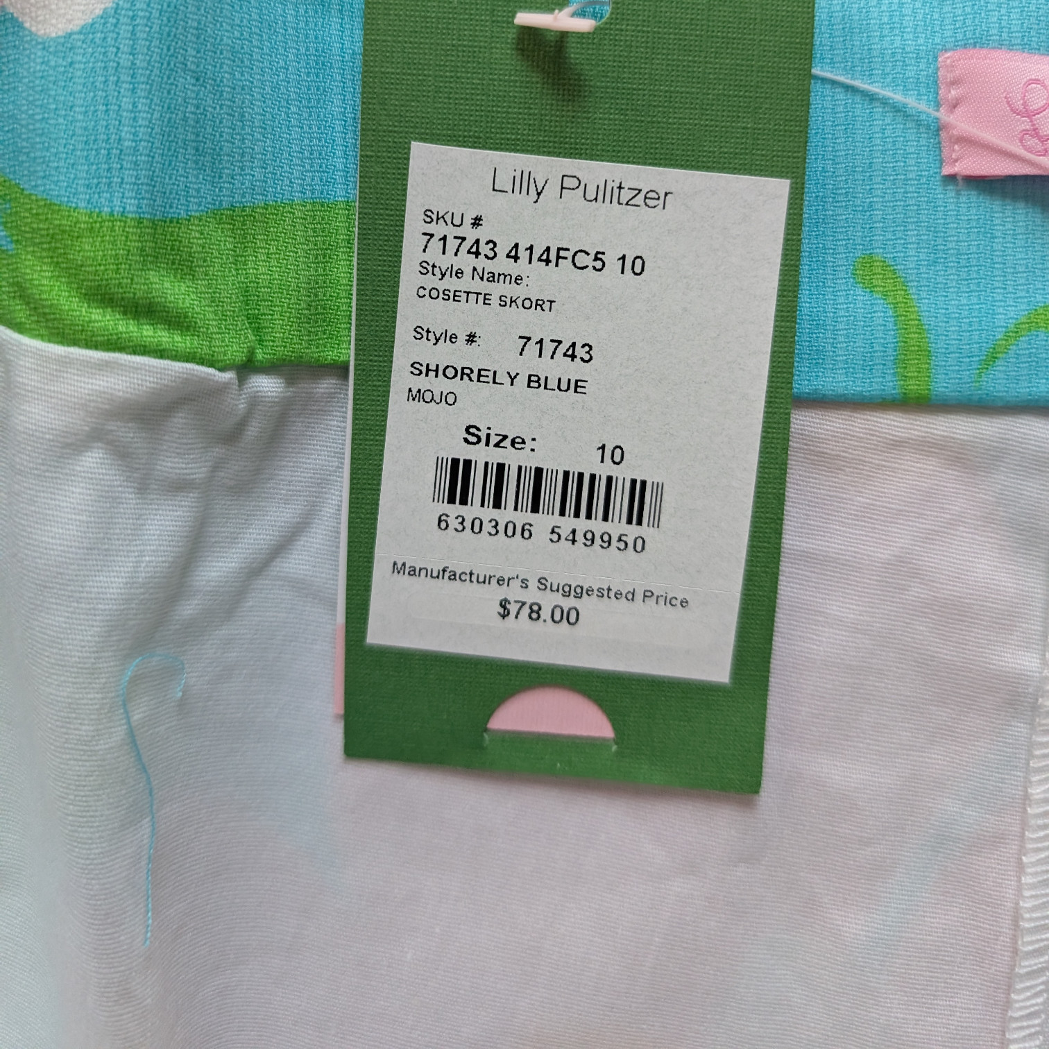 Lilly Pulitzer Cosette Skort Shorely Blue Mojo Flower Preppy Resort NWT Size 10
