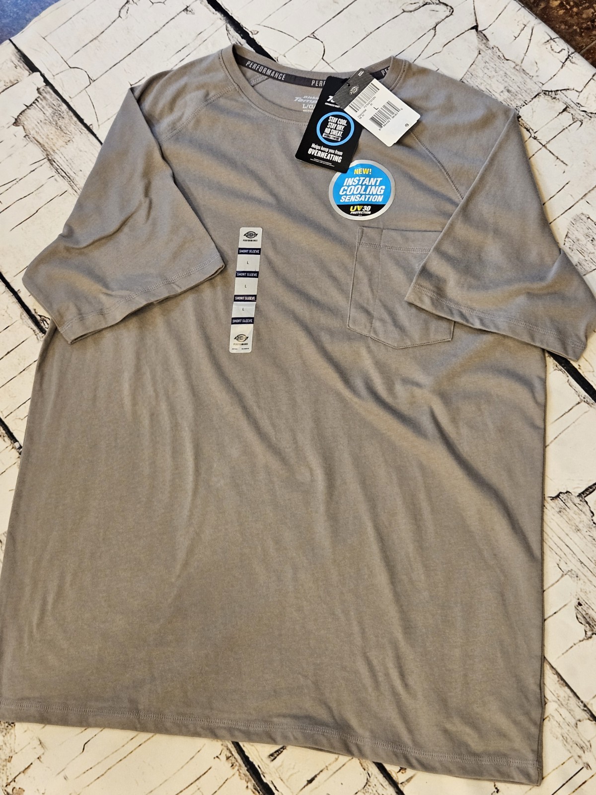 NWT Dickies Performance TempiQ Cooling Pocket T-Shirt Mens Large Gray UPF30 Work