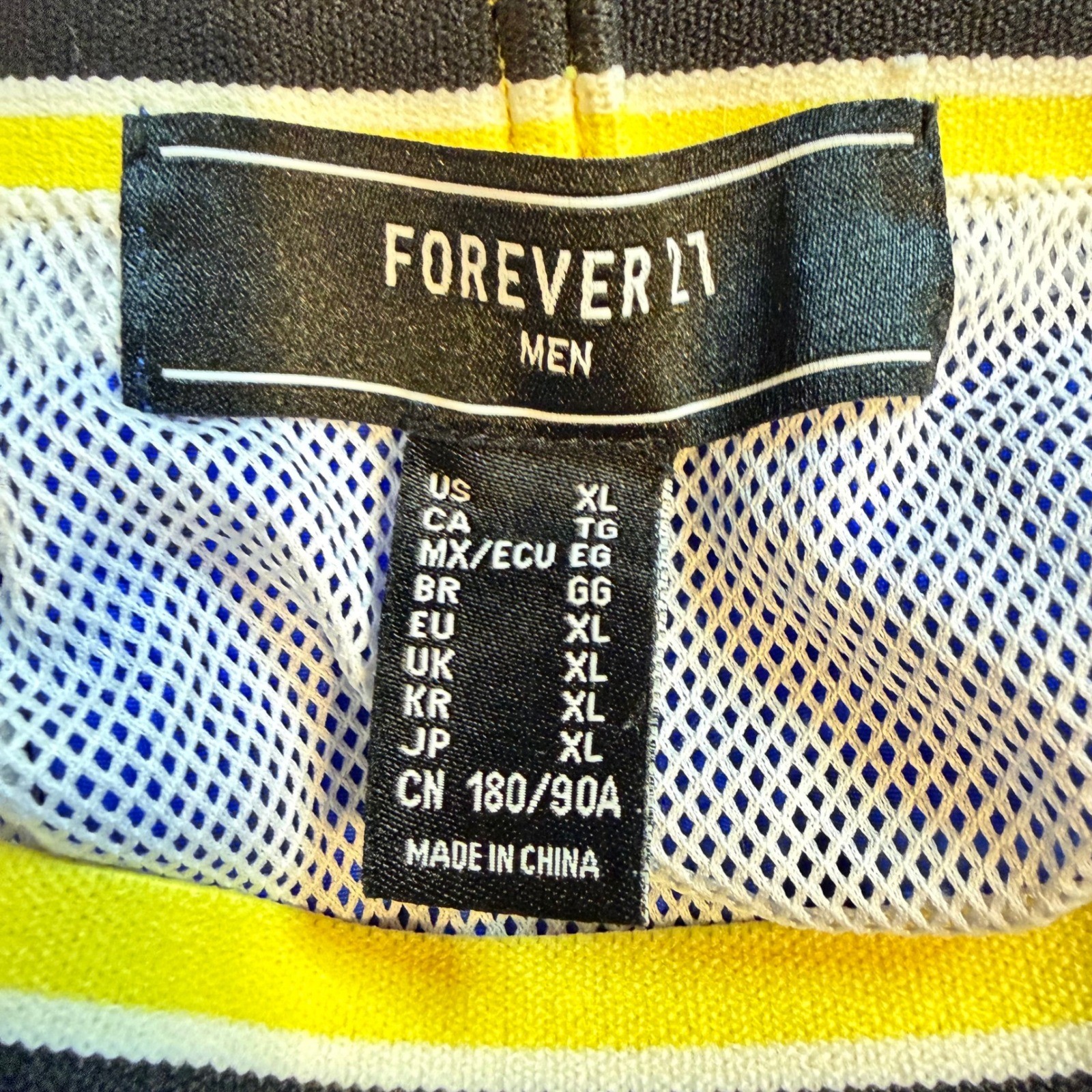 Forever 21 Men XL Swim Trunks Blue Red Colorblock First Class Yacht Club Shorts