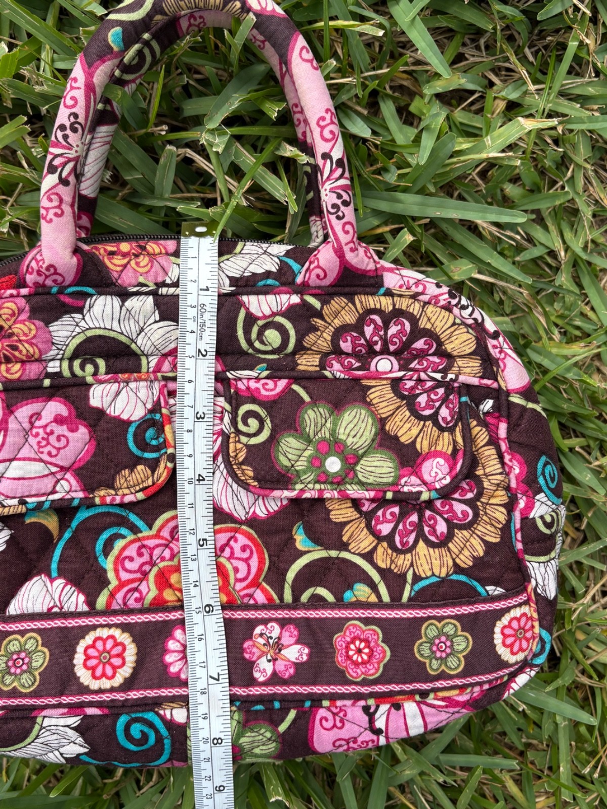 Vera Bradley Mod Floral Pink Mini Bowler Bag Handbag Retired Print Cottagecore