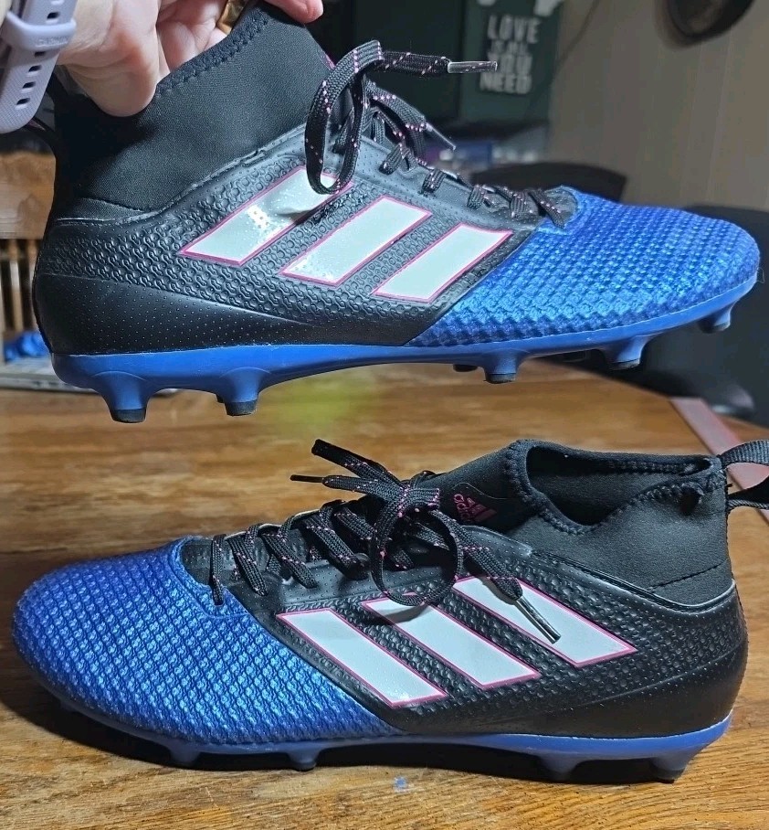 Adidas Men’s Ace 17.3 Black/Blue Prime Mesh FG Soccer Cleats Boot Size 11 BA8505