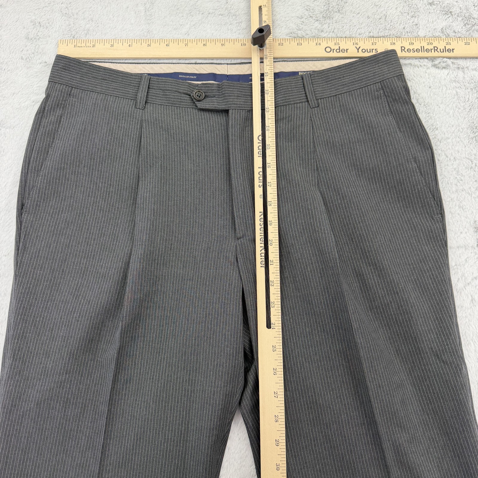 Boggi Milano Suit Mens IT 52 US 42 Gray Pinstripe Wool 2 Piece 36×32 Pants Italy