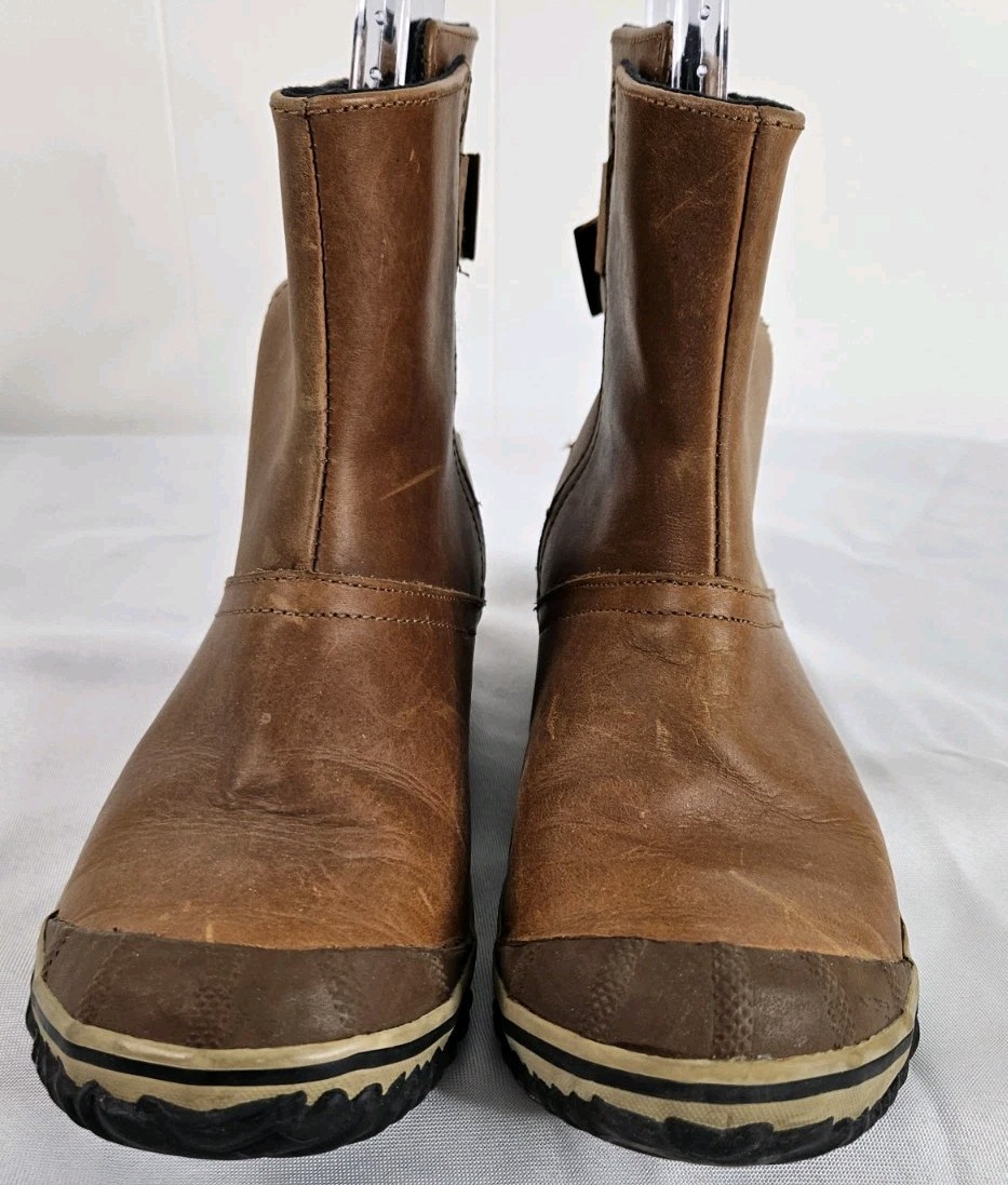 SOREL SLIMBOOT SHORTY TAN LEATHER RIDING BOOTIES WOMEN’S SZ 7.5 NL2156-286 NOTE!