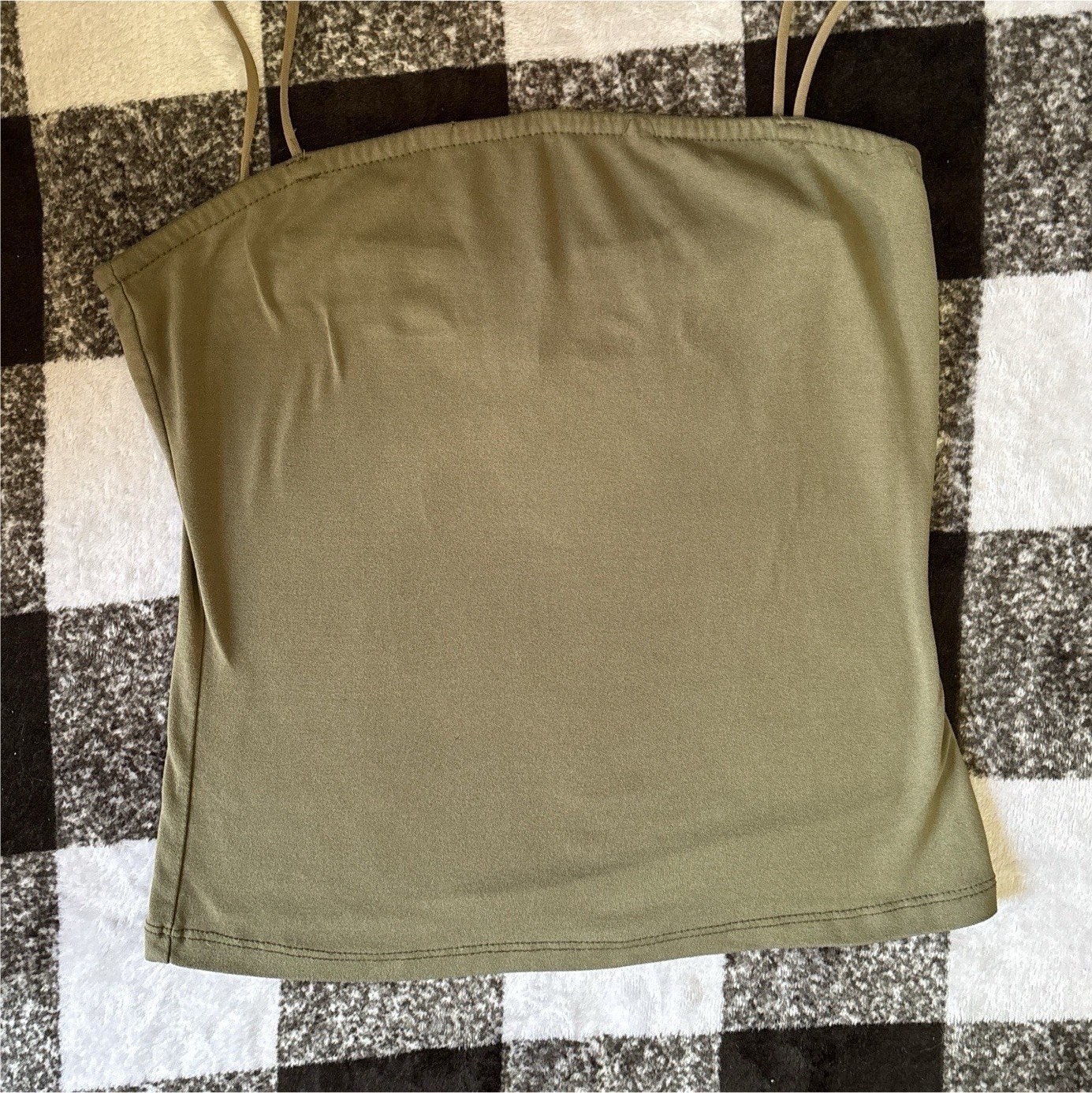 rue21 Women’s Green Solid Knit Stretch Scoop Neck Spaghetti Strap Cami M