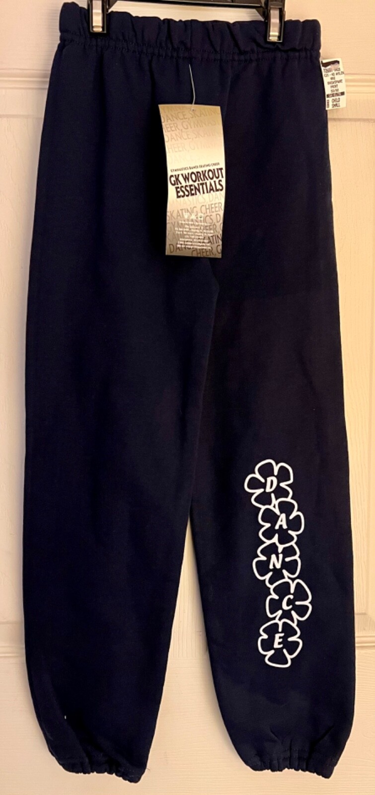 GK “DANCE” GRAPHIC CHILD SMALL NAVY COTTON/POLY ATHLETIC LOUNGE SWEATPANTS Sz CS