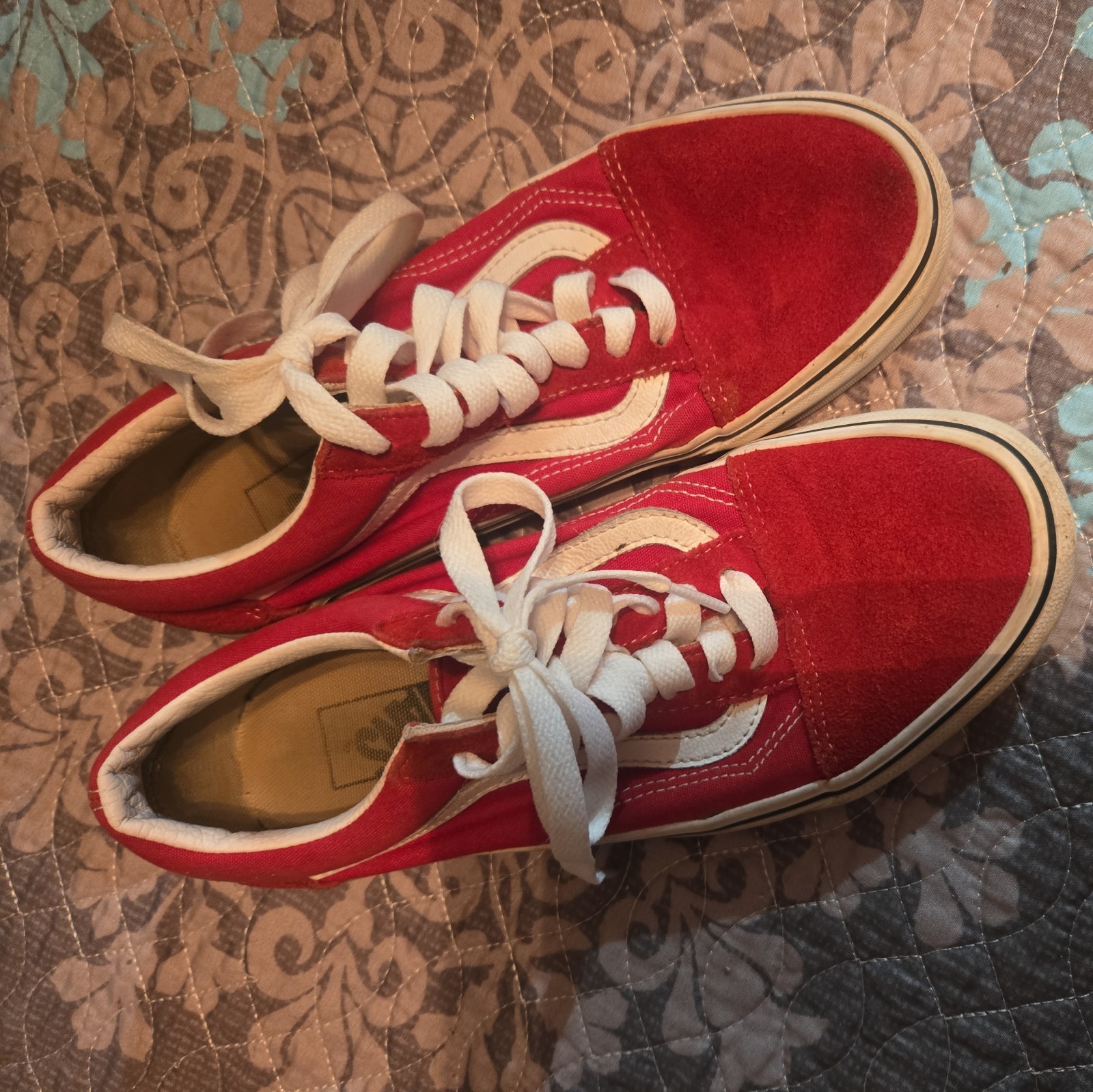 VANS Old Skool Red Retro Lace Up Sneakers Men 6.5 Women 8
