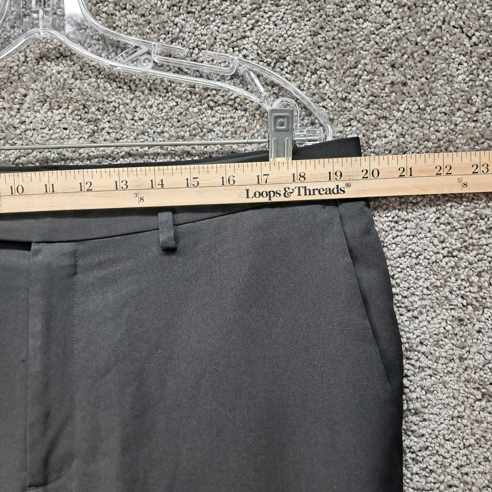 Kenneth Cole Reaction Mens Black Flat Front Dress Pants 38×32 WPL386 2503116