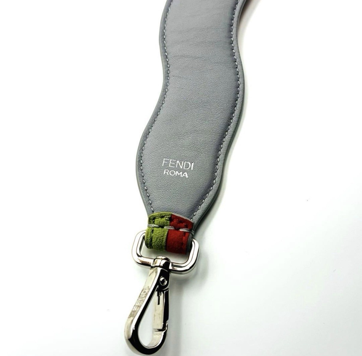 FENDI Strap You Shoulder Strap Wavy Multicolor Suede Leather Silver Authentic