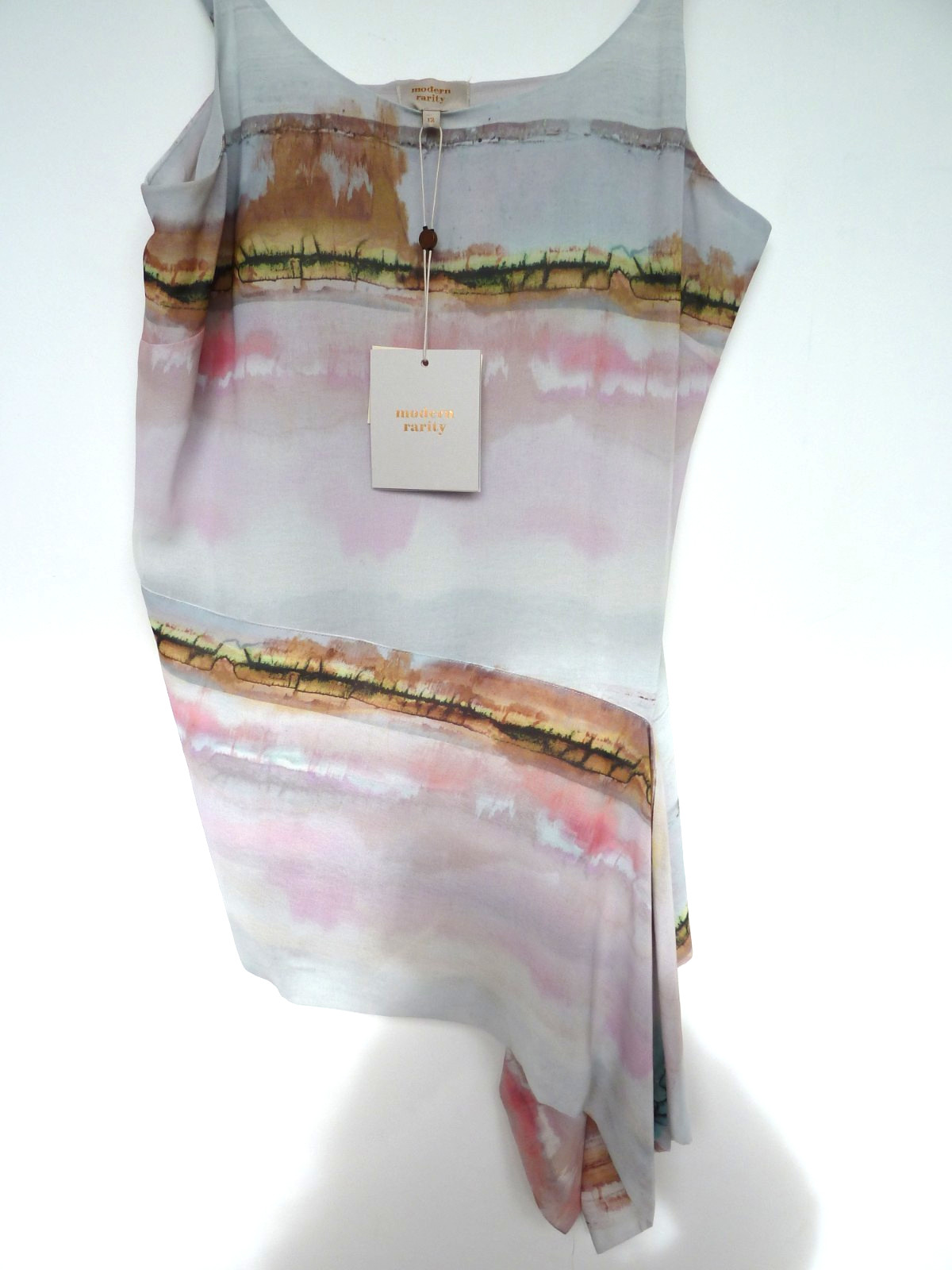 MODERN RARITY pink grey brown ABSTRACT vest cami top Size 12 BRAND NEW WITH TAG