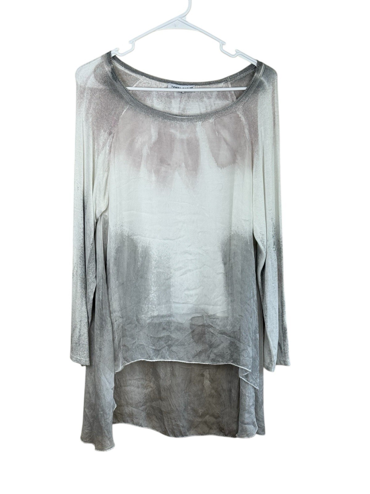 TEMPO PARIS Soft Semi-Sheer Layered 100% SILK Summer Blouse Made In Italy S