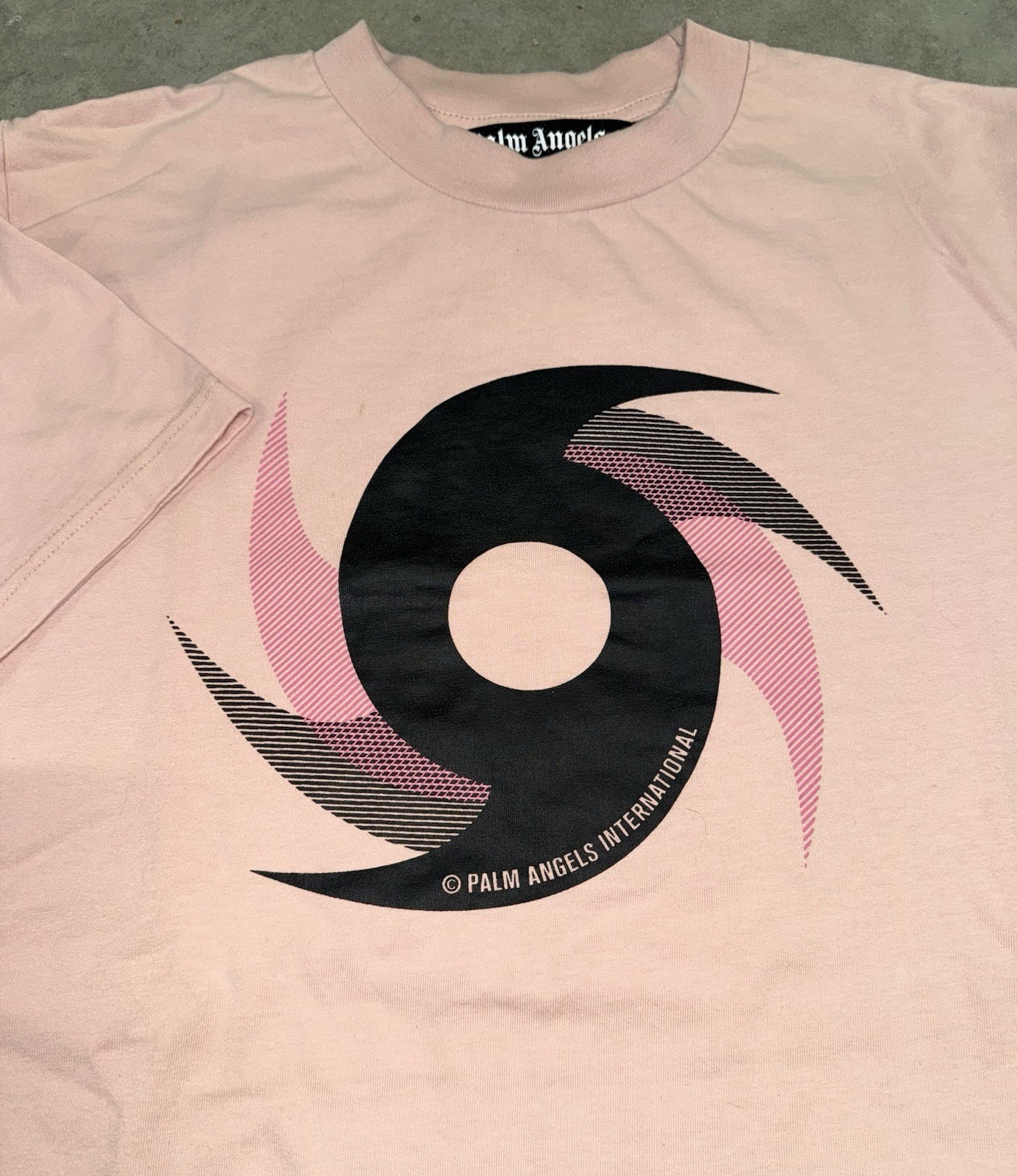 Palm Angels T-Shirt Mens Large Hurricane Tee Light Pink Heavyweight Italy GUC